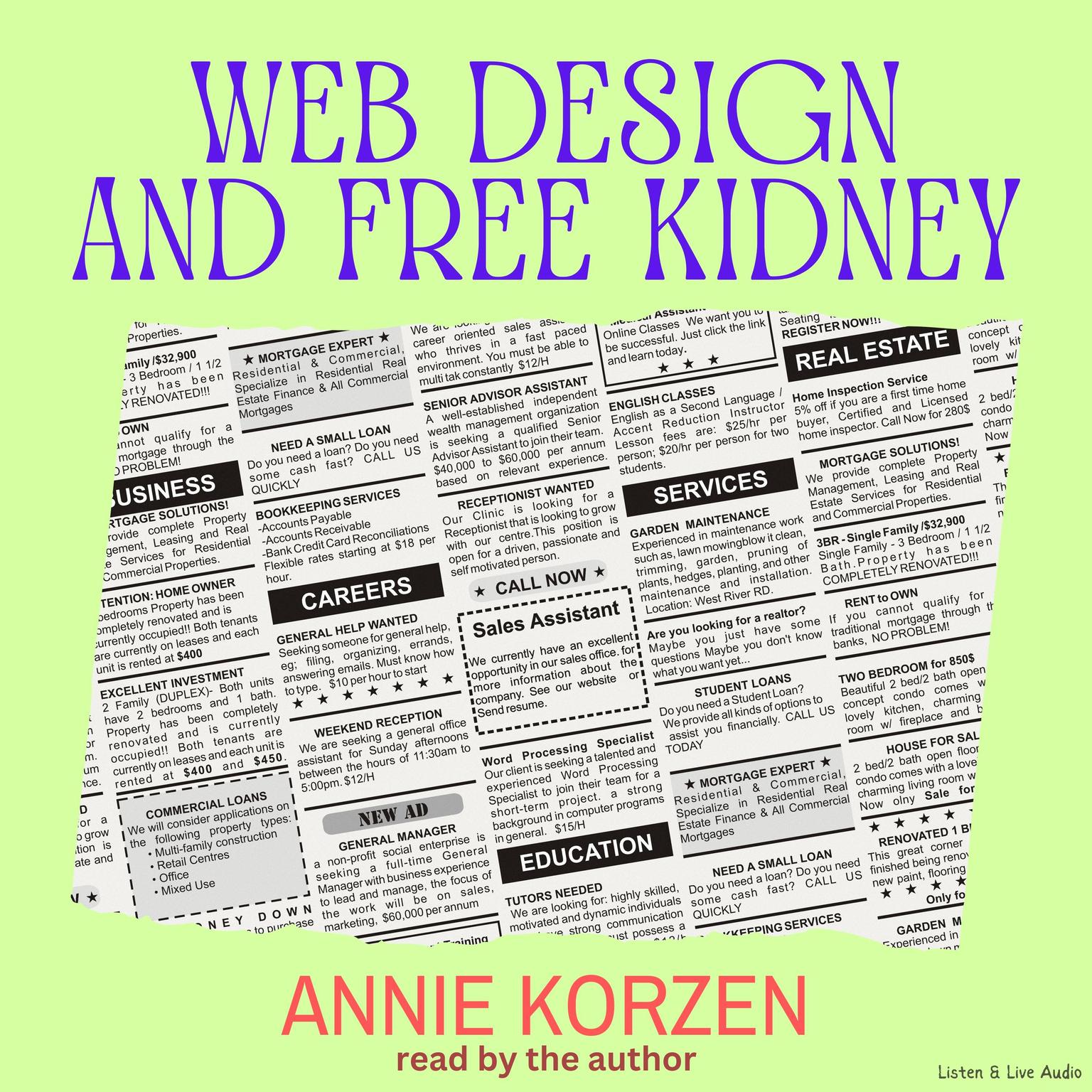 Web Design and Free Kidney Audiobook, by Annie Korzen