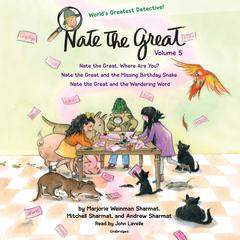 Nate the Great Collected Stories: Volume 5: Nate the Great, Where Are You?; Nate the Great and the Missing Birthday Snake; Nate the Great and the Wandering Word Audiobook, by Marjorie Weinman Sharmat